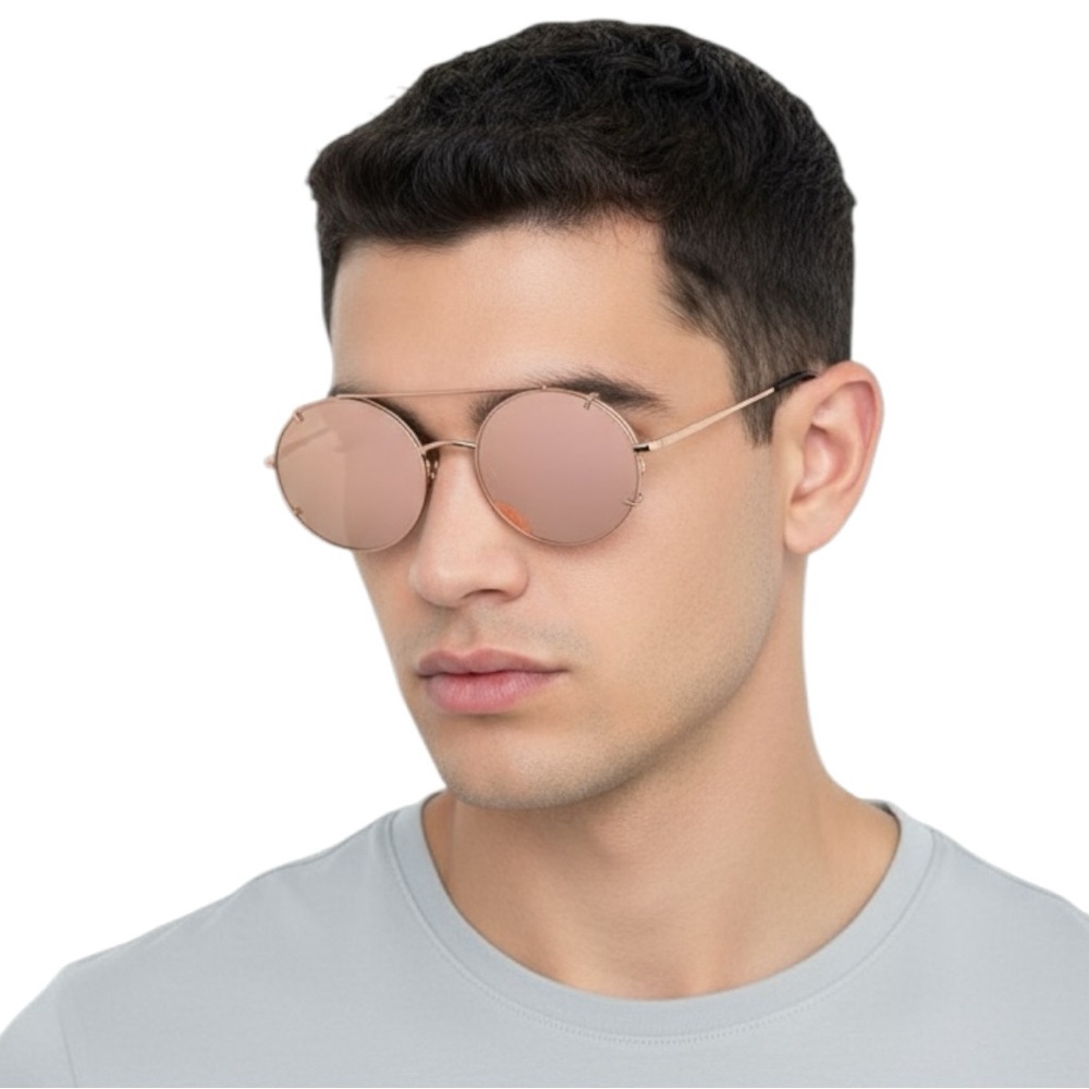 Linda Farrow Rose Gold Round Aviator Clip On Optical Sunglasses LFL646C3SUN